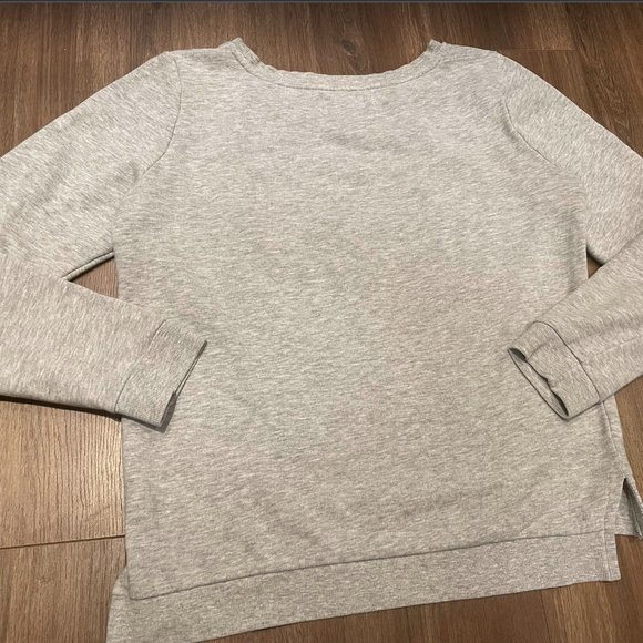 Women’s top, size S, with sparkling lips design, grey color, pullover top - Picture 2 of 4